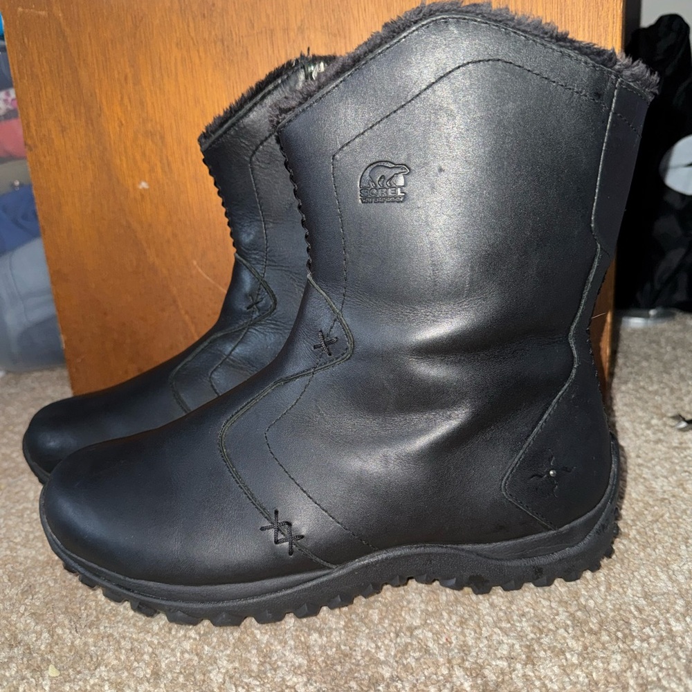 Sorel Women’s Bootie Thinsulate Black Joan Of Arctic Wedge Boots Size 9